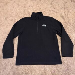 The North Face Fleece Jacket Mens Medium Black Pullover Long Sleeve 1/4 Zip Logo